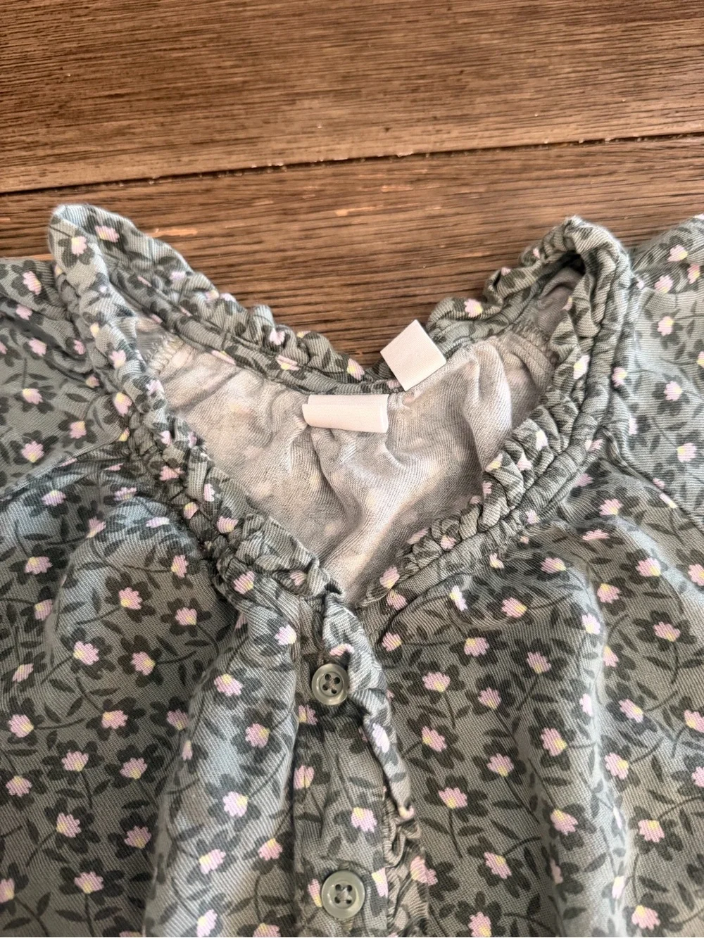 GAP Girls Sage Green Floral Tiered Dress